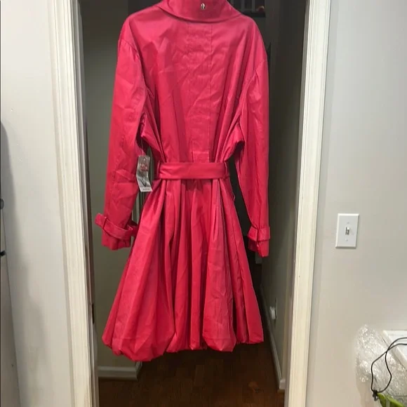 Red Trench Coat with Belt - Picture 4 of 5